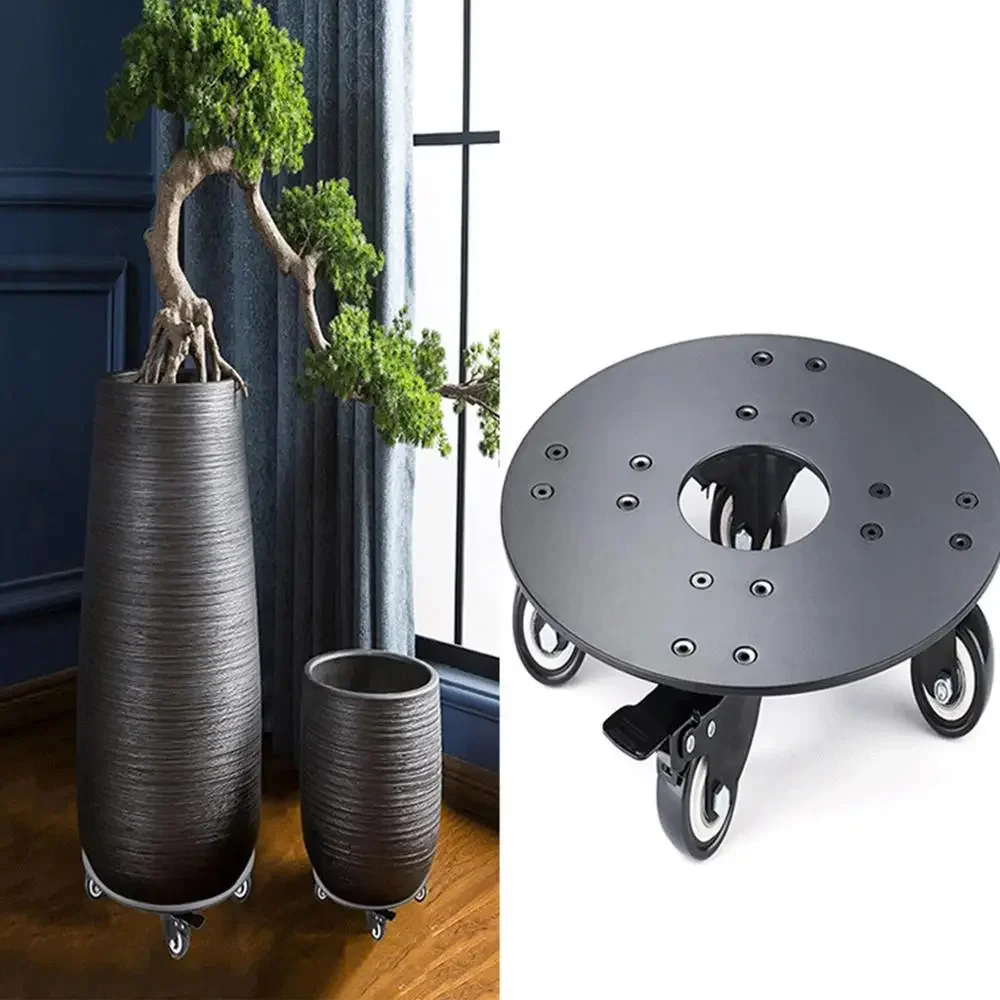 Heavy Duty Flower Pot Rack Universal Flower Pot Wheels Round Metal Tray Plant Movable Rolling Potted Plant Stand With Rollers