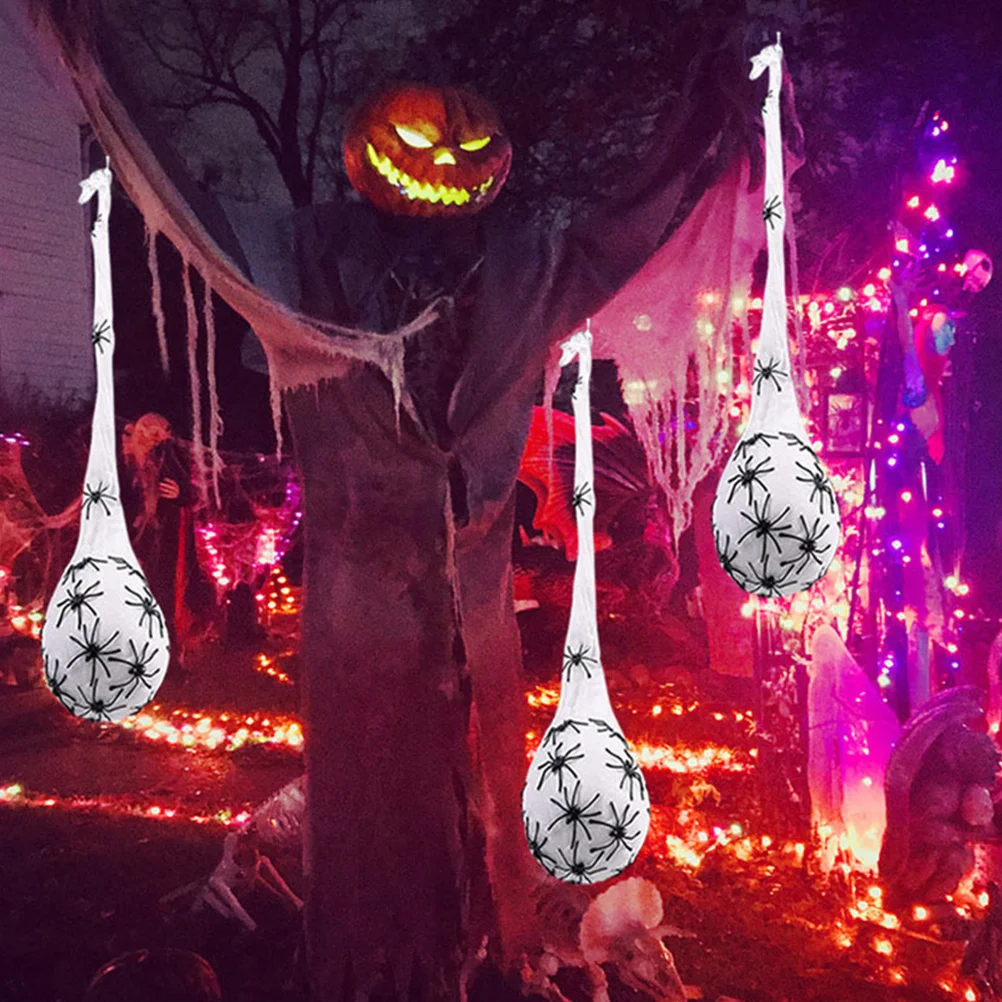 3 Pcs Glowing Spider Web Egg Halloween Decorations Sack Props Electronic Components Cotton Hanging