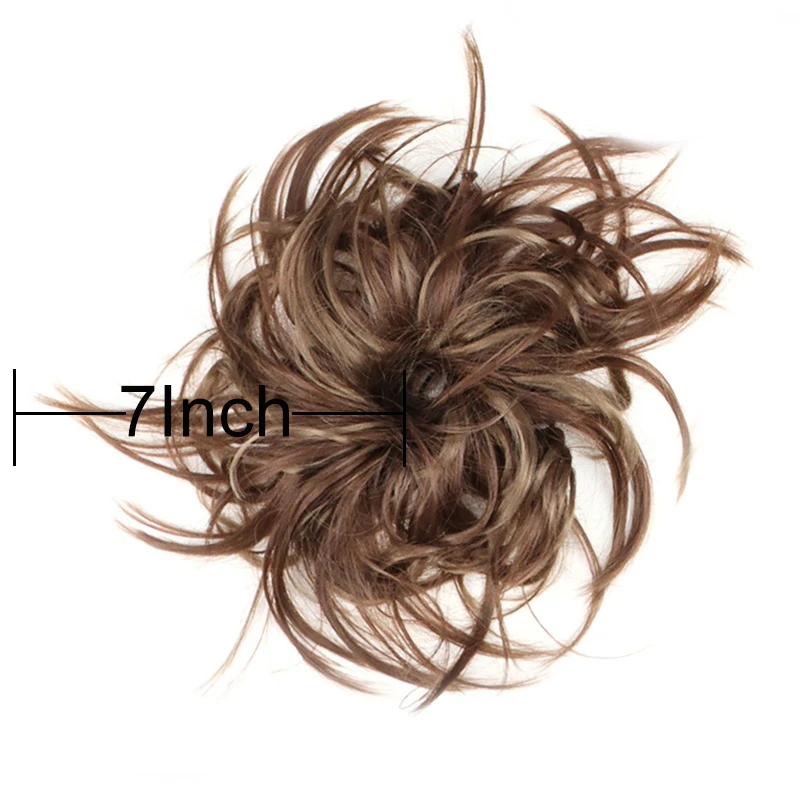 Synthetic Short Curly Updo Messy Elastic Rubber Band Hair Bun Chignon Srunchine Hair Extension Black Blonde Hairpiece for Women