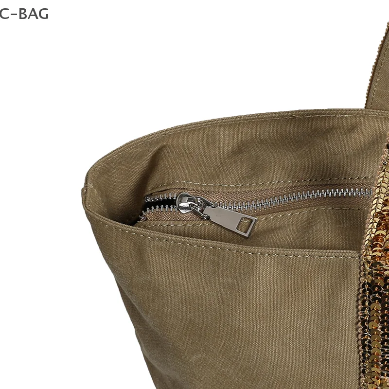 

Просторная холщовая большая сумка в винтажном стиле с блестками для женщин Fashionista