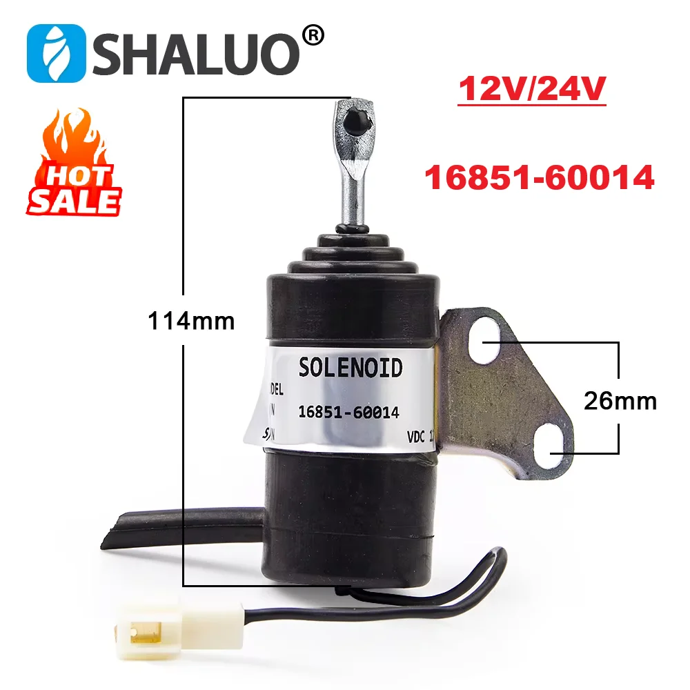 

Электромагнитный клапан остановки двигателя (соленоид) DC 12V 24V 16851-60014 для Kubota BX1800D BX1830D RTV900R RTV900S