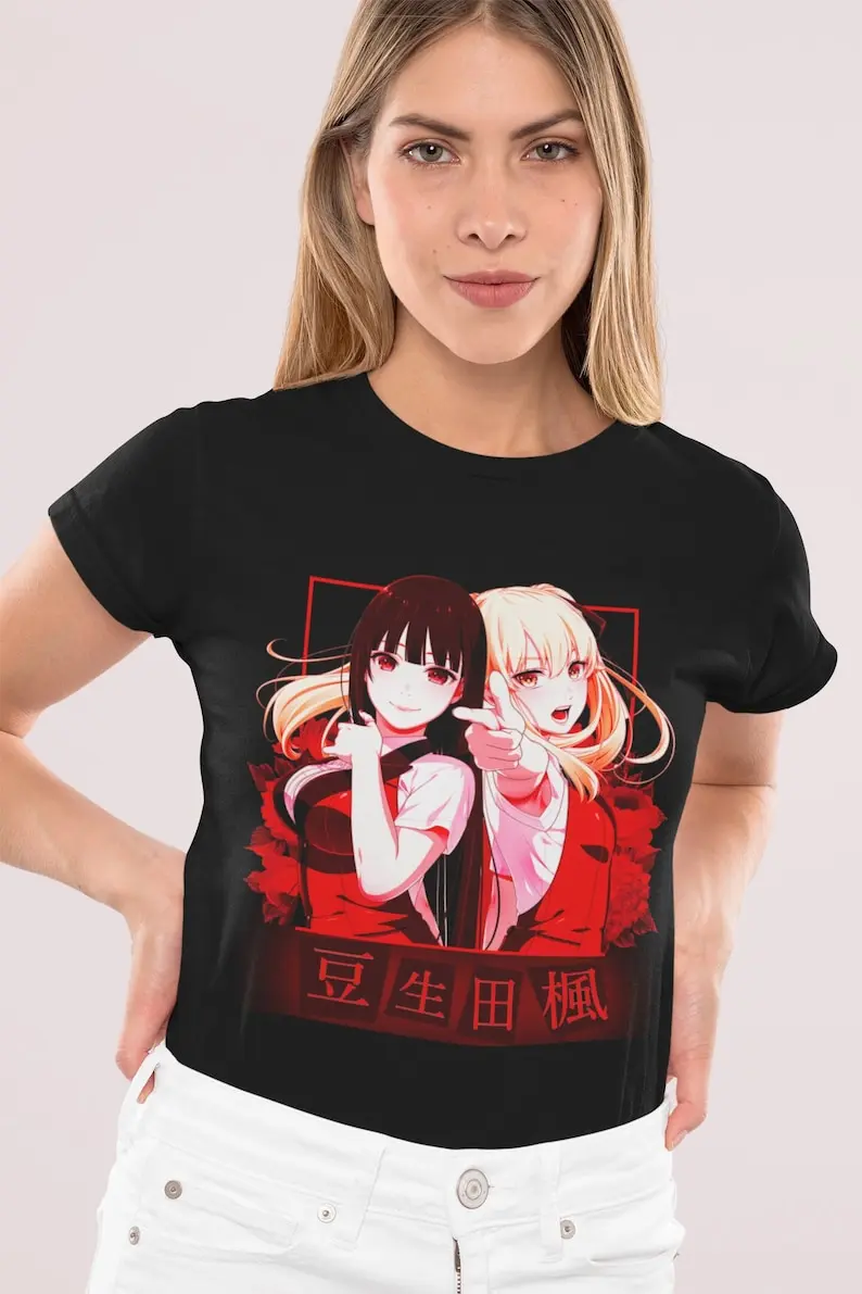 Yumeko Jabami Mary Saotome Kakegurui Anime Aesthetic Vaporwave Japanese Manga Pastel Goth Unisex Heavy Cotton Tee