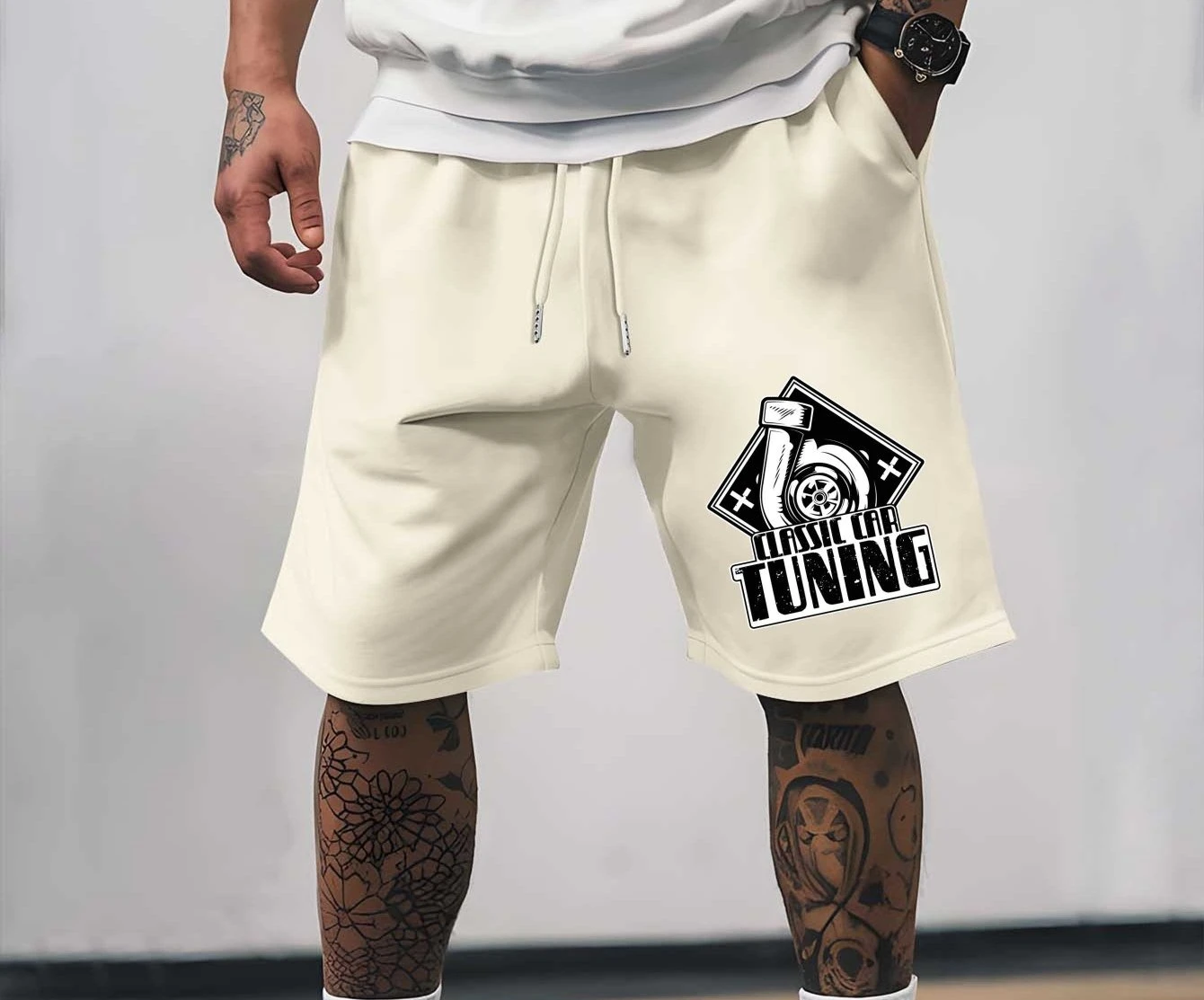 Pantaloncini sportivi estivi da uomo, con un fantastico design mimetico e stampa di lettere, pantaloni sportivi casual traspiranti e morbidi