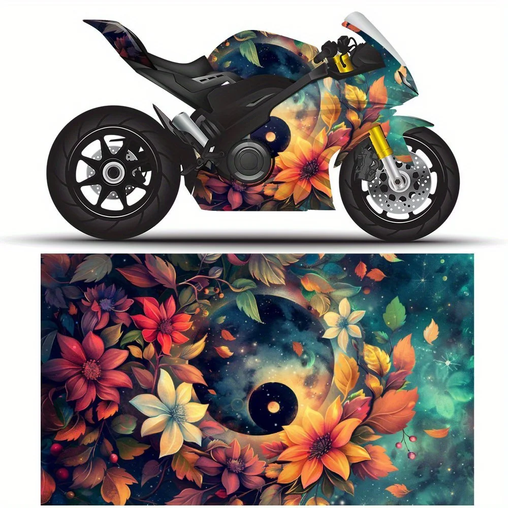 

Загадочный цветочный венок для мотоцикла, самоклеящаяся виниловая наклейка из ПВХ, красивая, прочная и водонепроницаемая, без пузырьков Des