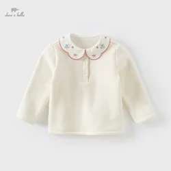 Dave Bella Children Girls Baby T-Shirt 2024 New Autumn Winter Top Comfortable Casual Cute Sweet  bottoming shirt DB4243118