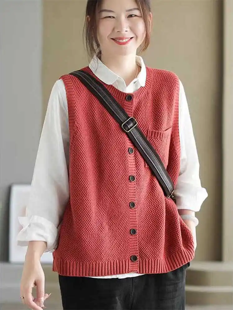 سترة نسائية محبوكة بسيطة من القطن الخالص بزر واحد مستديرة Ne Svel سترة ملونة متعددة الاستخدامات لخريف 2025 #1
