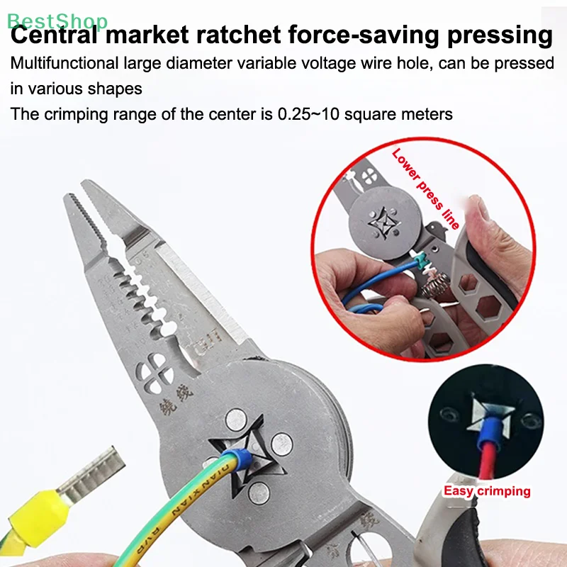 

★★★Multifunctional Electrician Pliers Wire Stripper Wire Separator Cutting Winding Crimping Tool For Cable Repair Installation