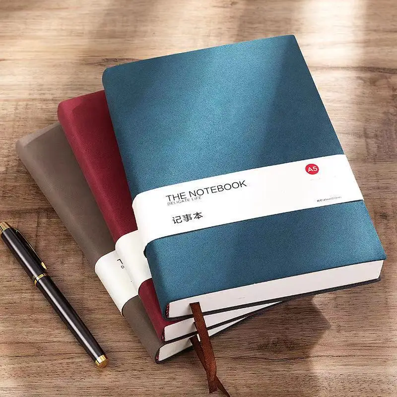 A5/A6 Plain Simple Sheepskin Leather Notebook Blank Inner Page Notepad Business Work Meeting Diary Office Stationery Wholesale