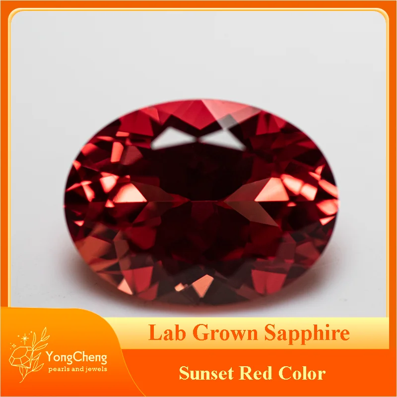 

Lab Grown Sapphire Sunset Red Color Oval Cut Top Quality Pendant Gemstones for Charms Jewelry Making Selectable AGL Certificate