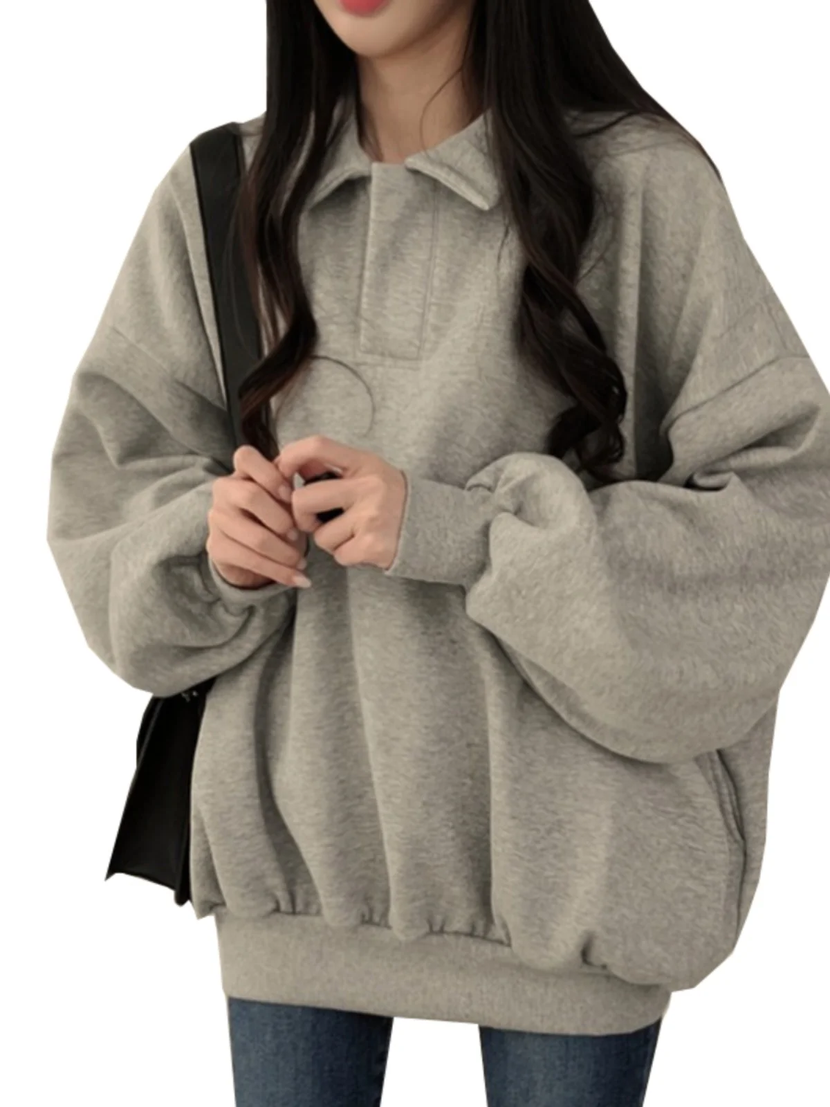 Elegancka Jesienno-Zimowa Luźna Bluza Damska w Stylu Retro, Codzienna, Wygodna, Modna Odzież Uliczna