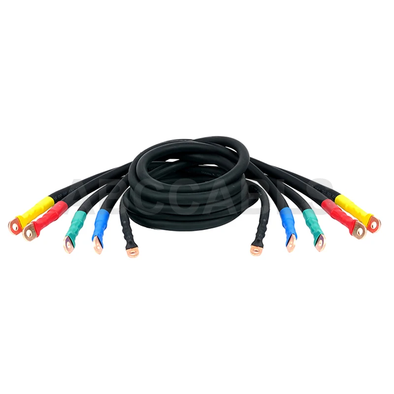 50mm² Single Core PVC Jumper Cable With Pre-Crimped Copper Ring Lugs Stage Power Distribution Cabinet Internal Connection Wire