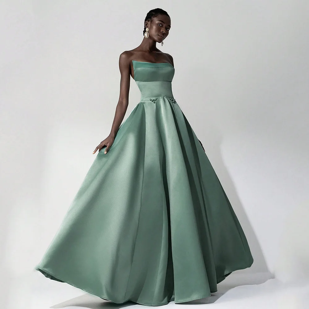 

Вечерние платья высокого качества по индивидуальному заказу, атласное платье для выпускного вечера без рукавов с вырезом лодочкой, бальное платье с жемчугом, халаты De Soirée