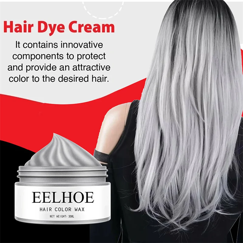 Temporary Dye Hair Wax Gray Colorful Hair Wax Hair Mud Disposable Hair Color Wax One-time Molding Hair Wax Paste Dye Color Cream