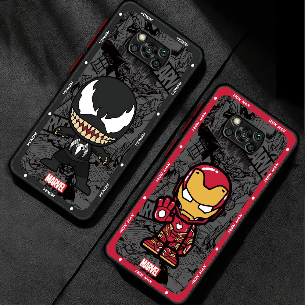 Marvel Ironman Venom Phone Case for Xiaomi Poco C50 C51 C40 X4 X5 Pro5G M5s M5 X4 GT X3 NFC F3 X3 Pro Cover Shockproof