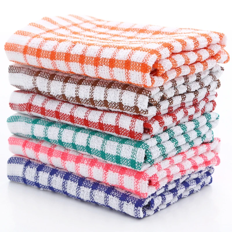 Kitchen Towel Tea Towel Dish Cloth Absorbent Cotton Jacquard Plaid Towel