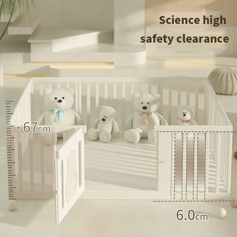 2022 Newest design soft play sturdy wood  playpen white for baby playpen baby laufstall corral de bebe
