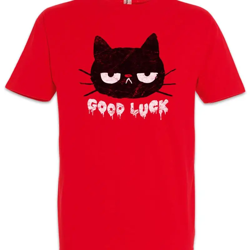 Cat Good Luck T Shirt meow cats Love Fun Addiction Addicted GL