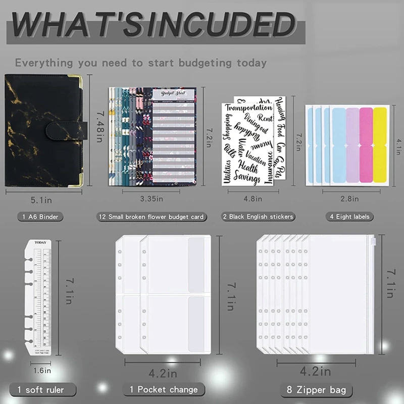Carteira Organizadora de Poupança de Dinheiro para Mulheres, Budget Binder Set, Caixa Binder, Uso para Orçamento e Poupar Dinheiro, 29 Pacotes