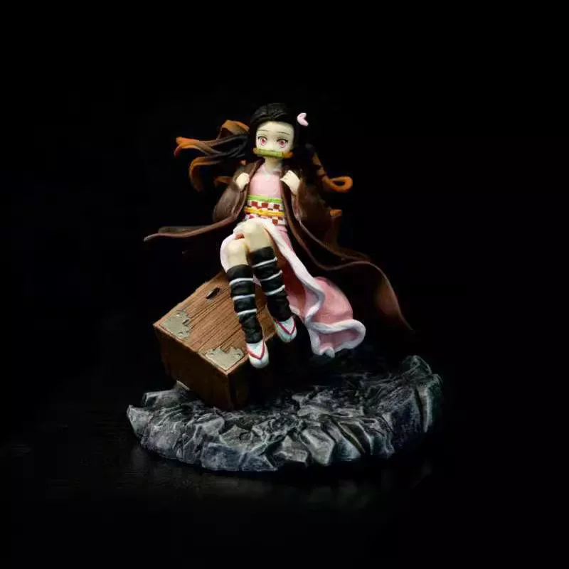 Ghost Annihilation Blade Sitting Posture Stove Door Ni Douzi Sitting in Box Scene Statue Model Decoration Box Handicraft