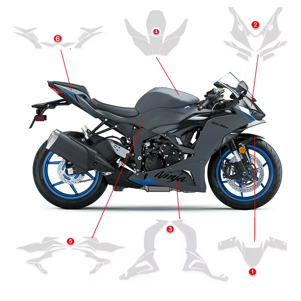 For KAWASAKI ZX 6R 2025 TPU PPF ZX-6R Paint Prote ctiontransparent Membrane Body kit Protective Film Anti-scratch Stickers