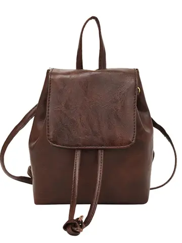 여성을위한 갈색 레트로 미니 숄더 백 간단한 예술적 다목적 Dstring Crossbody 가방 부드러운 PU 가죽 캐주얼 핸드백