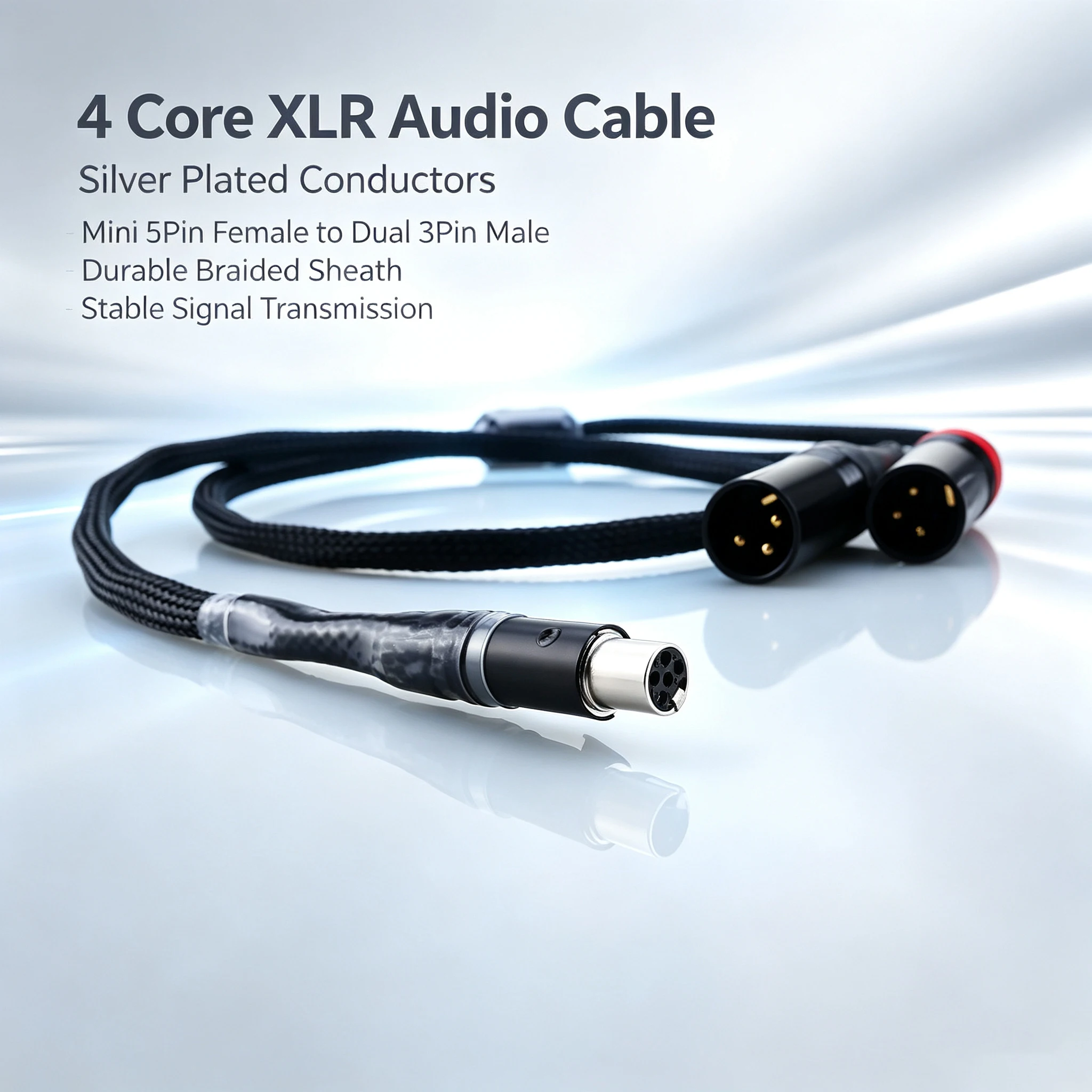 High Purity Silver Plated Interconnect Cable Mini XLR 5Pin Female to 2 x 3Pin XLR Male Audio Cable for HiFi System