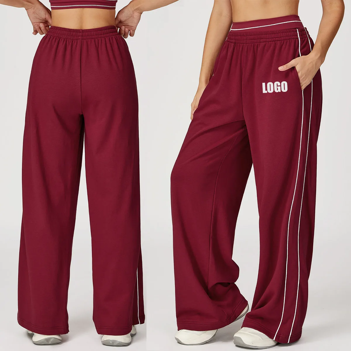 

Customized LOGO new contrasting sports sweatpants loose high waist straight pocket outdoor casual comfortable trousers