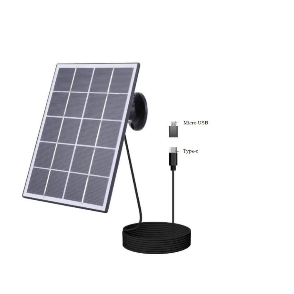 3.3W Monocrystalline Solar Panel With Type-C To USB Cable For For Eufy For Ring For Blink For Reolink Security Camera Power Supp