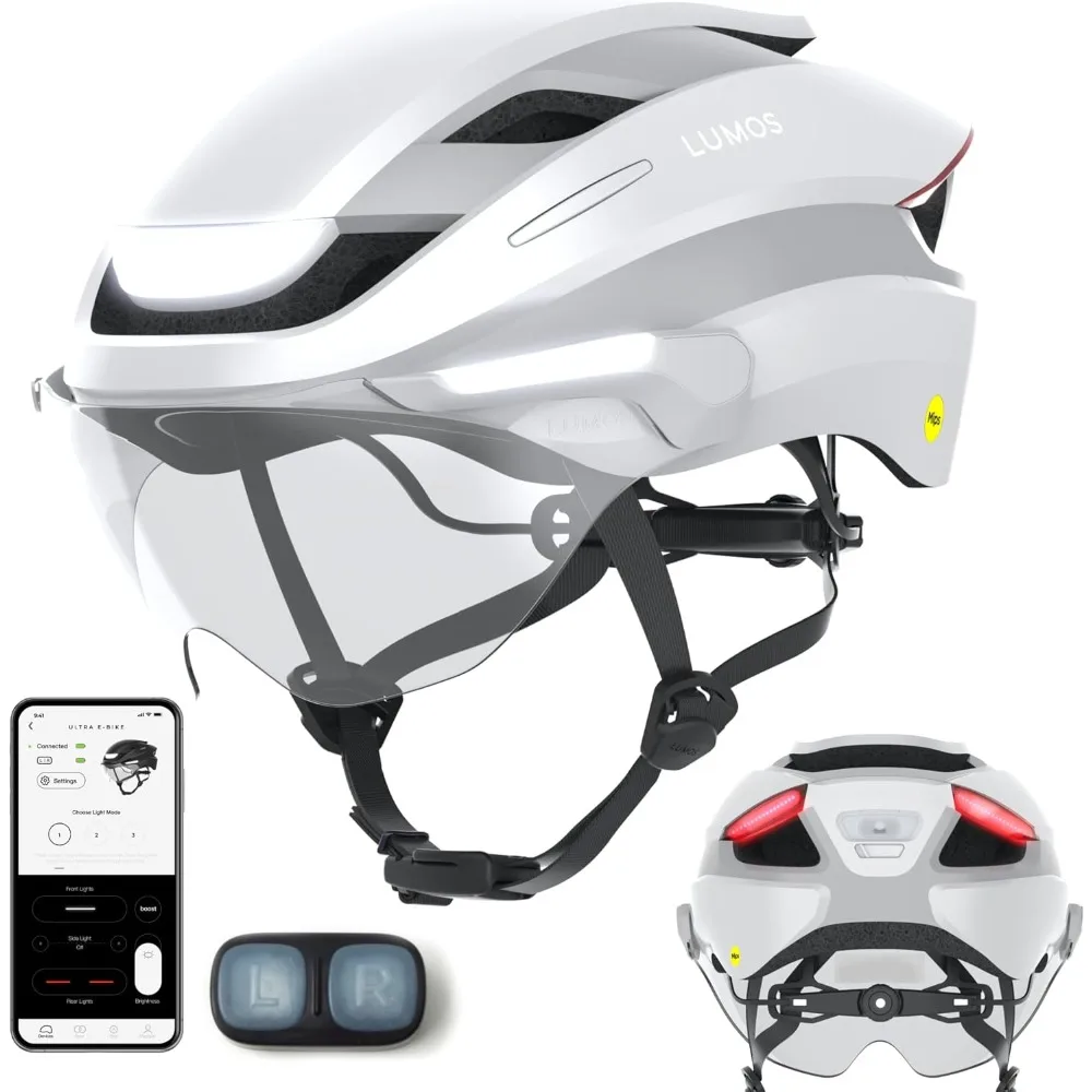 Ultra E-Bike Smart Helmet NTA 8776 Certified  Front & Rear LED Lights  Retractable Face Shield  App Controlled  EBike, Scooter