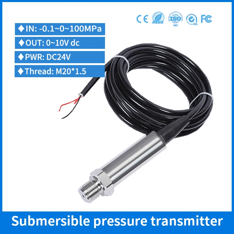 Thread type M20*1.5 G1/4 NPT Silicon Hydraulic Pressure Sensor Pump Station 0 10v Water Fuel Oil Level Transducer Transmitter