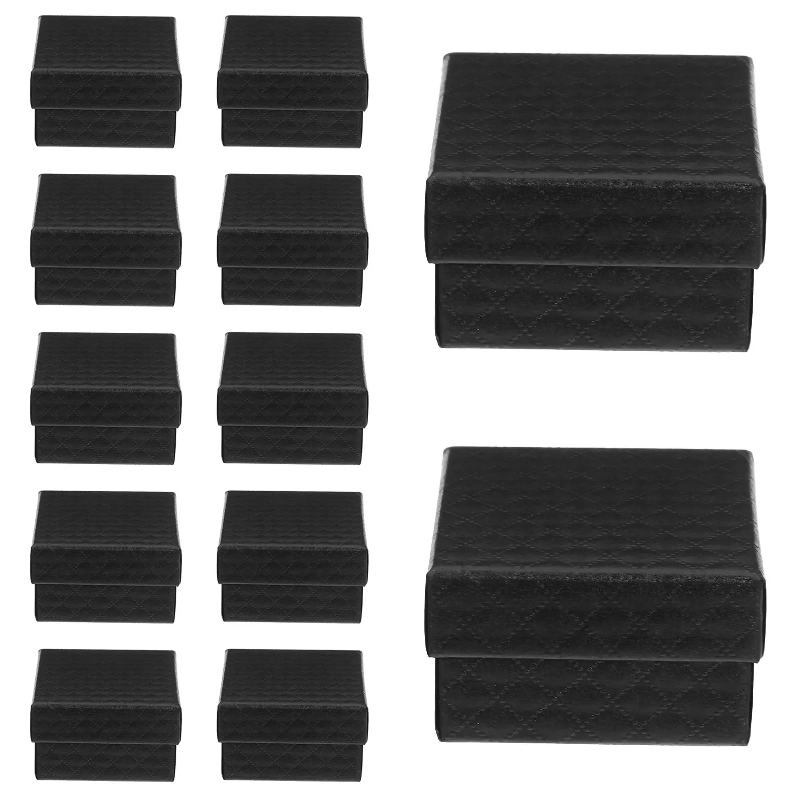 

24pcs Diamond Pattern Jewelry Black Cardboard Present Boxes Foam Cushion Small Earring Storage Boxes For Rings Necklaces