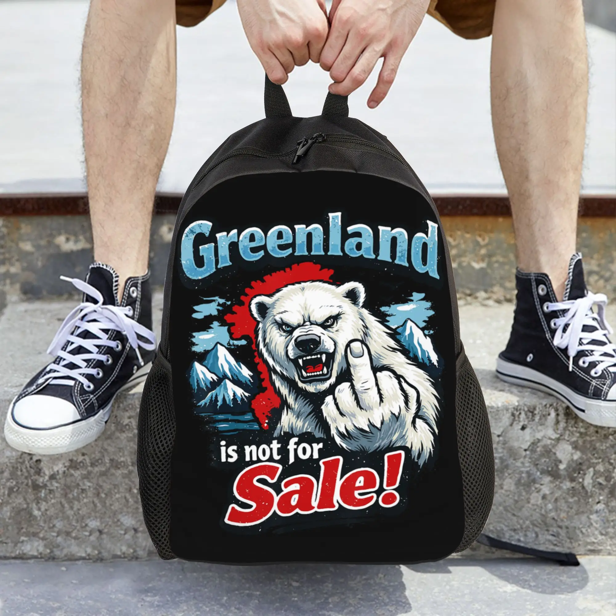 

Greenland is Not for Sale Backpack Men Polyester Hiking Backpacks Big Kawaii School Bags Rucksack