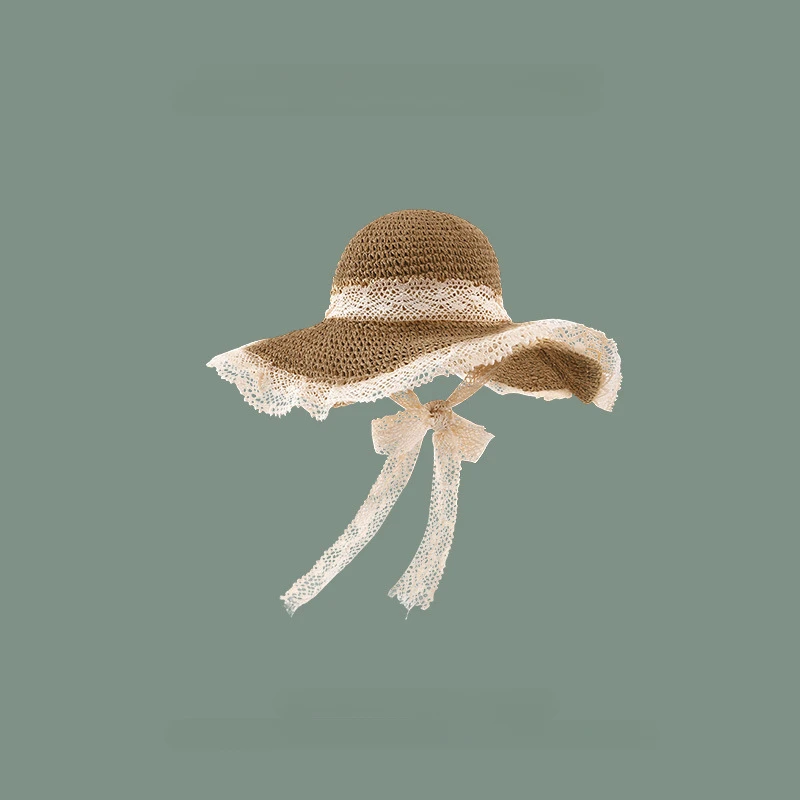 Lace Trim Straw Sun Hat - Foldable&UV Protection&Lightweight, The