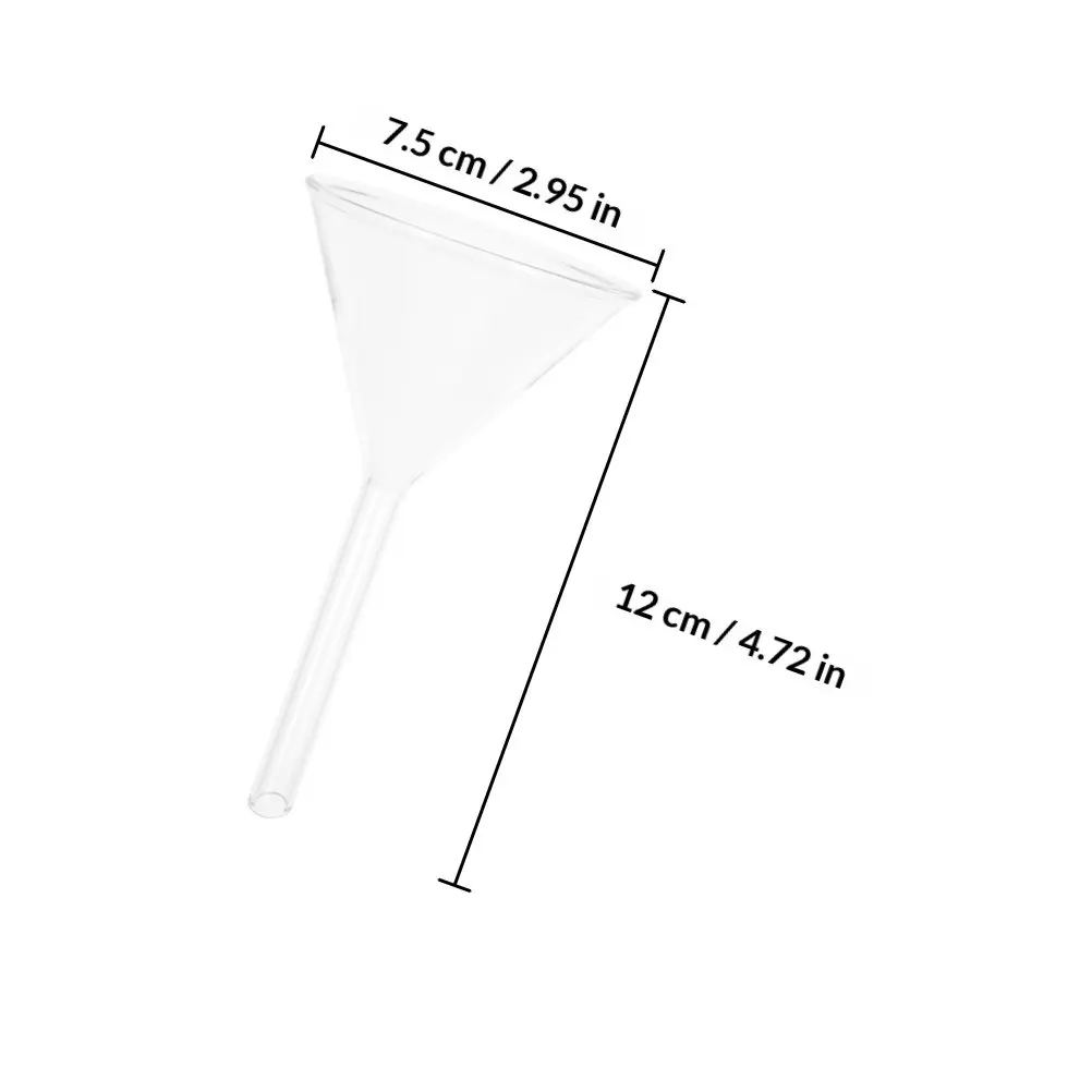 Glass Laboratory Funnel 75mm Wide Mouth Triangular Stable Easy Clean Filtration Transfer Tool