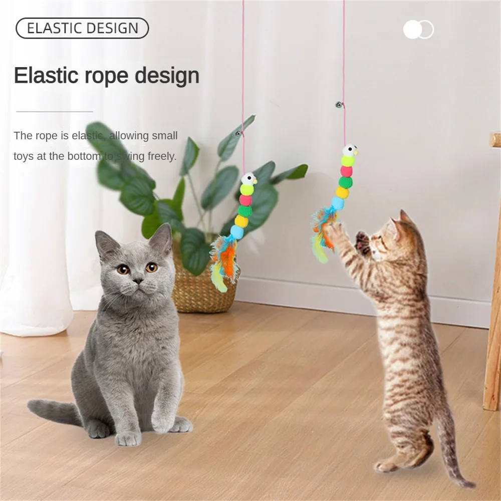 1/2/3SETS Hanging Simulation Cat Toy Elastic Swing For Kitten Playing Teaser Wand Toy Cat Supplies Interactive Cat Toy