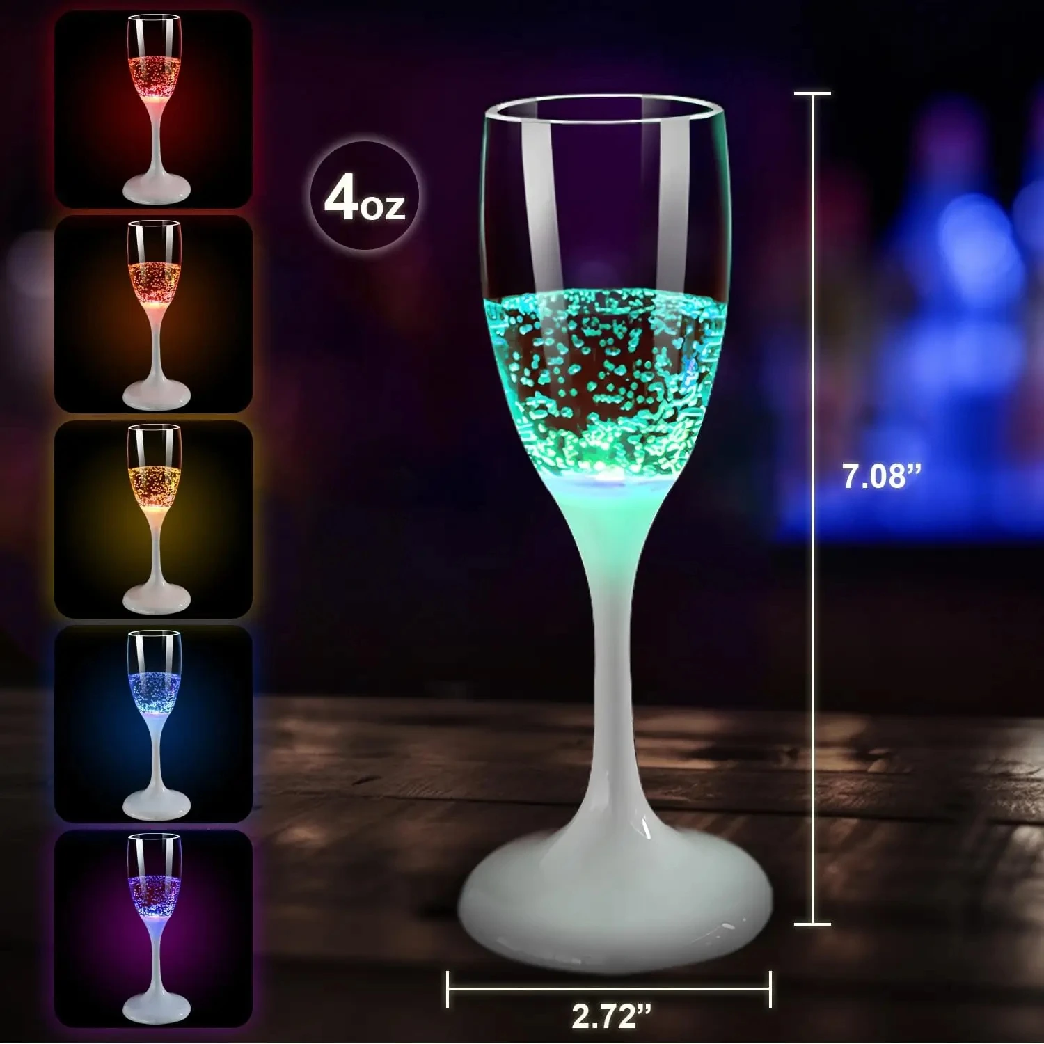 LED Light Up Cups Wine Champagne Flutes Party Favors Adults, Colored Plastic Champagne Flutes Drinking Glasses Glow in 1pc