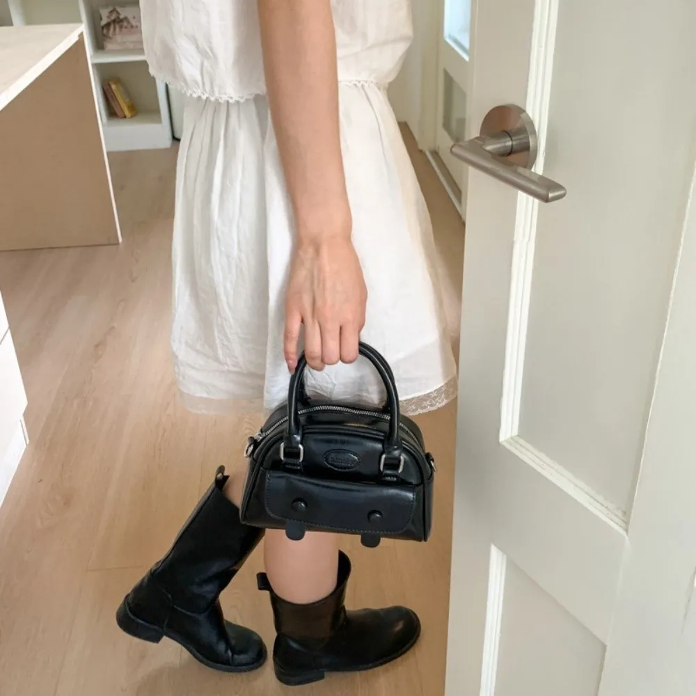 

Portable Korean Boston Crossbody Bag Small Casual Women's Underarm Bag Commute Luxury PU Leather Handbags Purses