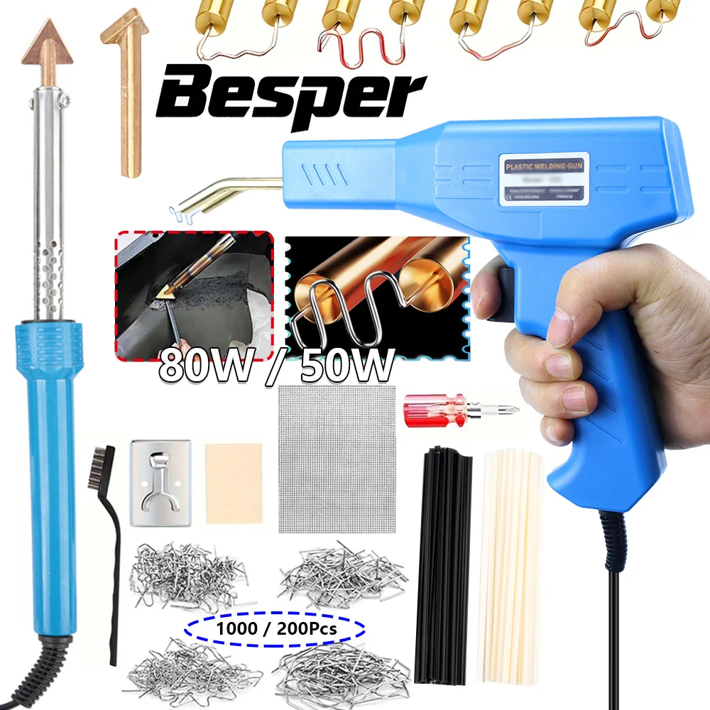 Plastic Welder Kit, Car Bumper Repair Kit, Hot Stapler Soldering Gun, 50/ 80W- Professional Plastic Repair Kit for  Car Bumper