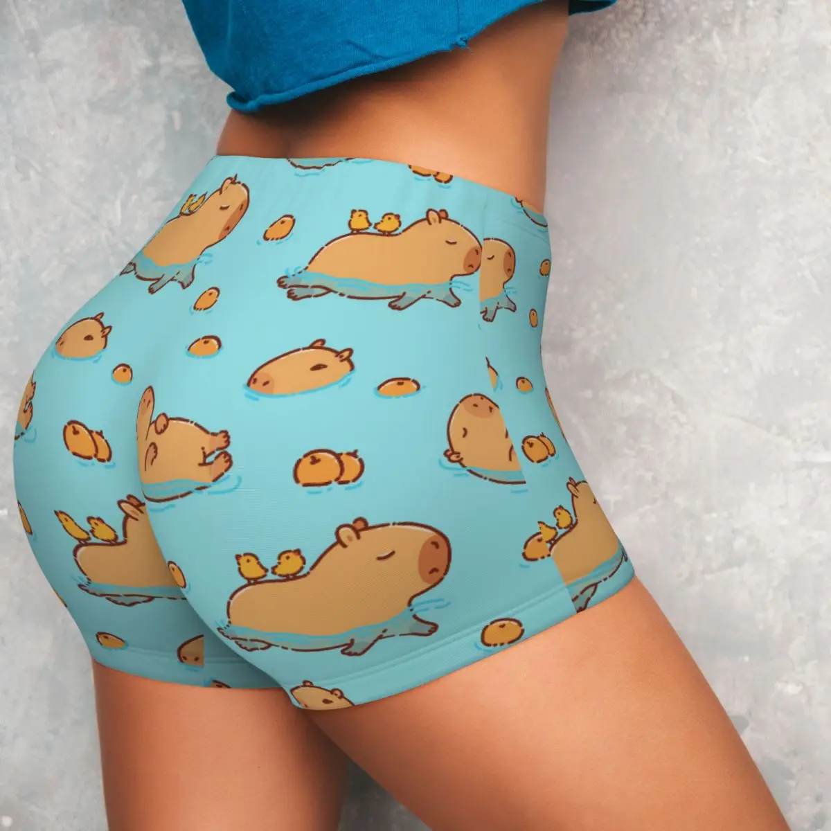 Cute Capybara Workout Shorts for Women Scrunch Butt Lifting Up Tummy Control Gym Yoga Booty Kawaii Capy Animal Athletic Shorts