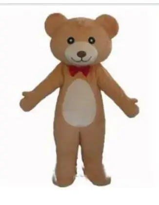 New Adult Hot Sale Red Tie Bear Mascot Costume Christmas Fancy Dress Halloween Mascot Costume Free Ship