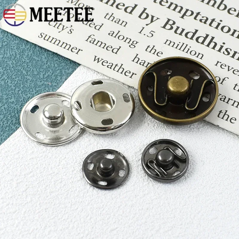 Meetee 100 zestawów 8-30mm metalowy zatrzask mosiężny zatrzask zatrzaskowy przycisk do szycia guziki DIY kurtka odzież akcesoria do scrapbookingu C7-2