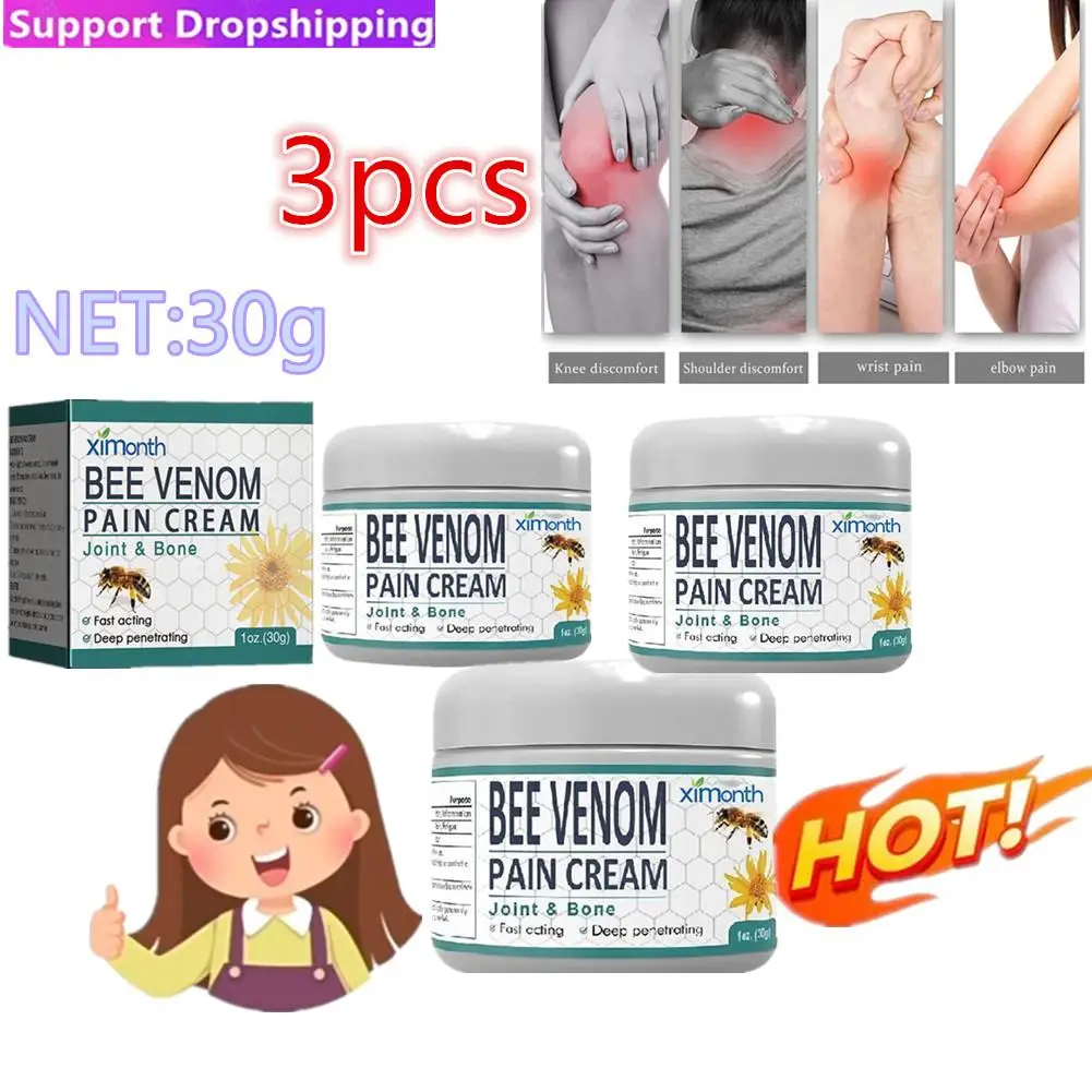 

3pcs 30g Bee Venoms Joint Care Cream Relieve Cervical Joint Soreness Massage Treatments Cream Bone Health Body Care Tools