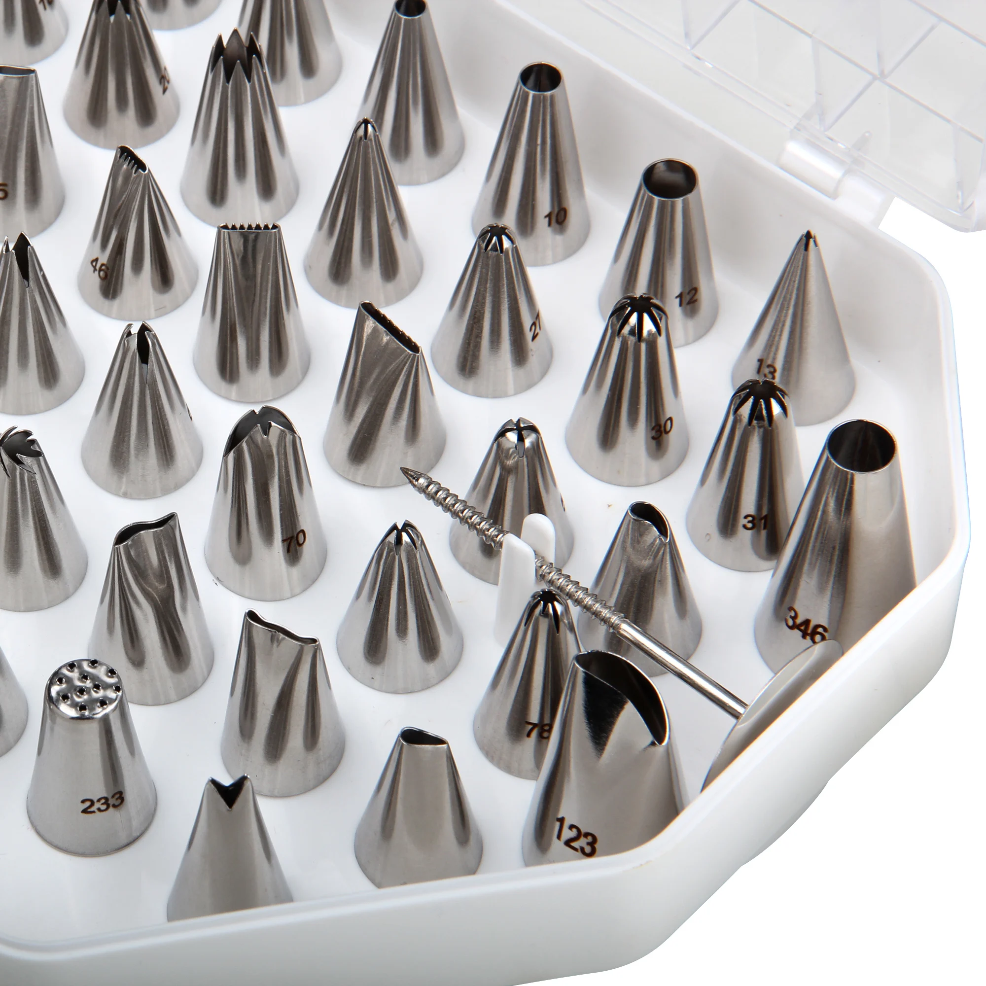 MRF 55pcs Stainless Steel 304 Cake Icing Frosting Tips DIY Decoration Cupcake Piping Nozzles Set