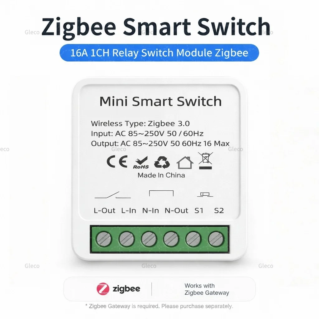 Zigbee TUYA 1/2/3-fach Mini Smart Switch Modul 10A/16A DIY Relais-Schalter Kompatibel mit Alexa Google Home Assistant 2MQTT