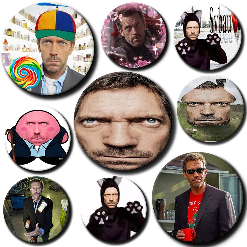 58mm Funny Custom Tinplate Round Brooch TV S-Show House MD Pin Badge on Backpack Clothes Accessories Jewelry Gifts for Friend