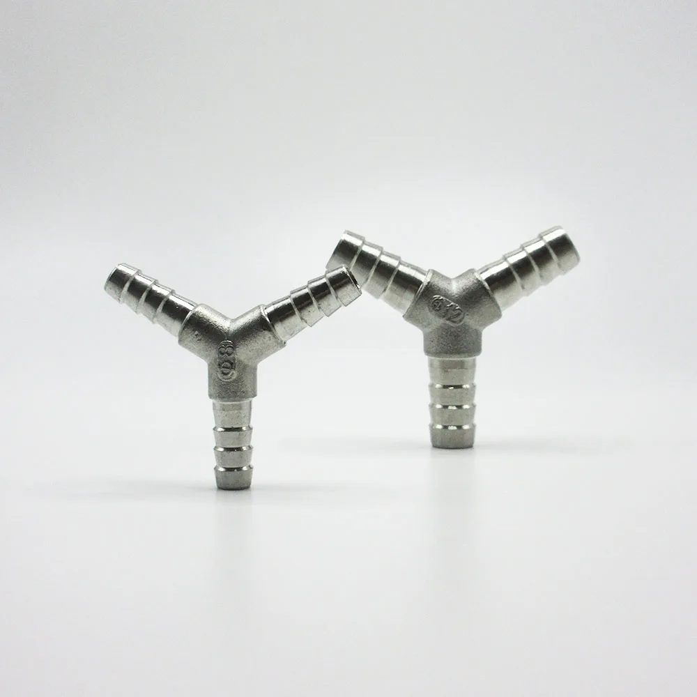 Conector de Mangueira em Aço Inoxidável 304 Tipo L Y de 6-25mm, Conector de Mangueira em Forma de Y de Três Vias para Água e Óleo