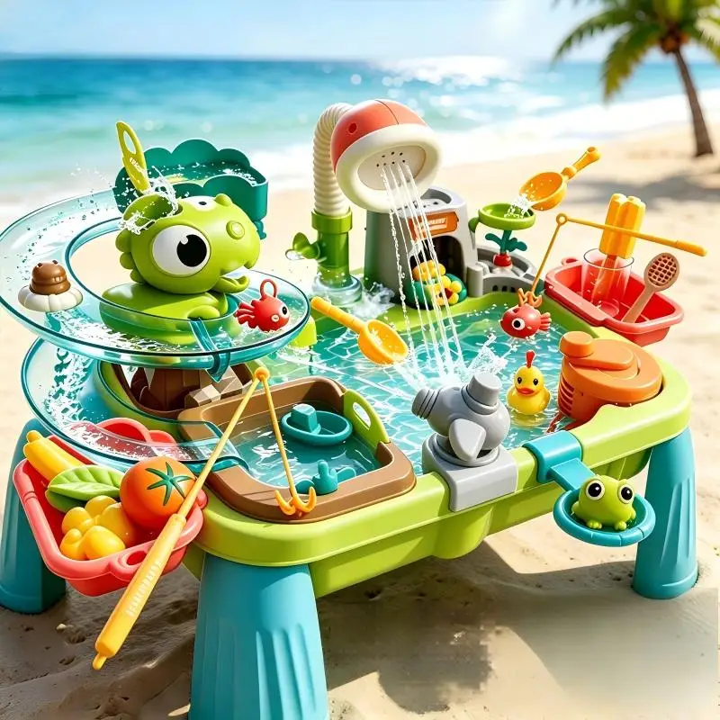 Kinder-Wasserspielstation Spielküche mit Spülmaschine für Jungen und Mädchen Elektrisches Sprühspiel mit Angeltisch für den Schreibtisch