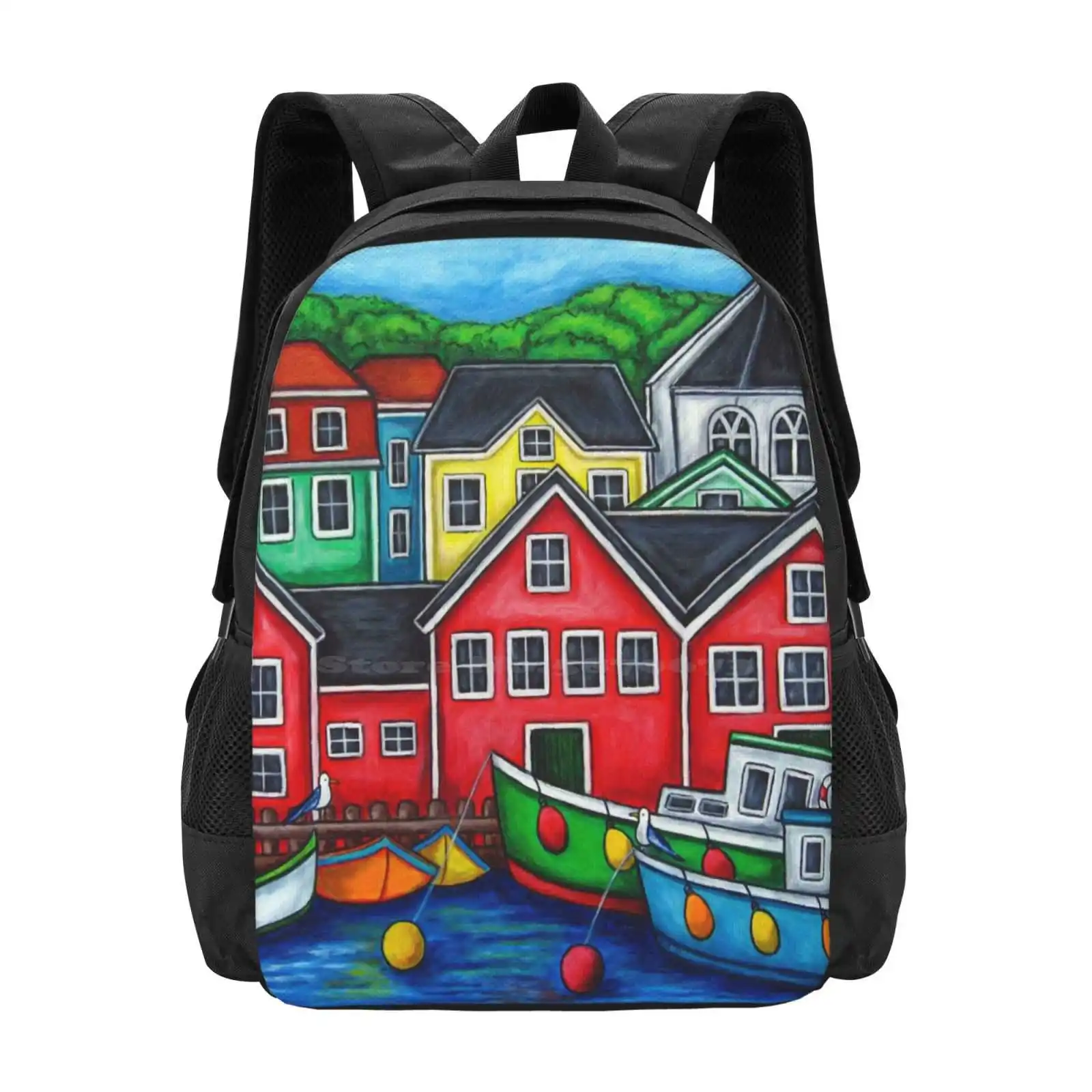 

Распродажа, школьный ранец из Новой Шотландии, рюкзак, модные сумки, люненбург, Новая Шотландия, Канада, красочные рыболовные лодки