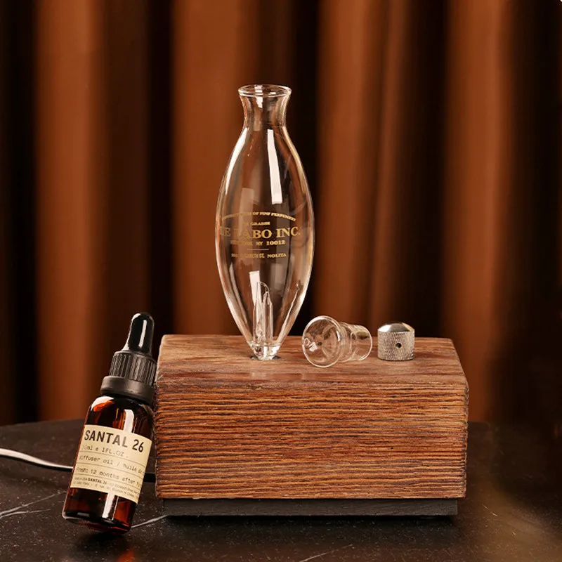 

20ml Waterless Essential Oil Nebulizer Diffuser Rechargeable Aromatherapy Oil Electric Nebulizer Wooden Glass Aroma Diffusers