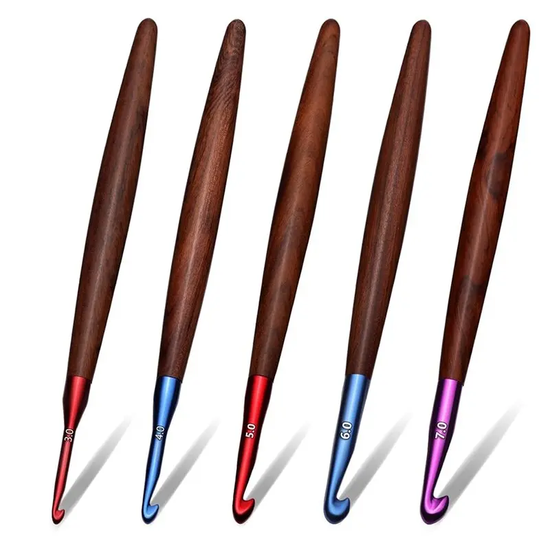 

【CHRISTMAS 】Crochet Hooks Set 5 Pcs Ergonomic Crochet Hooks Colored Aluminum Crochet Hook Knitted , Gloves, Sweaters, Blank